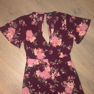 NWOT Floral Romper with Overskirt